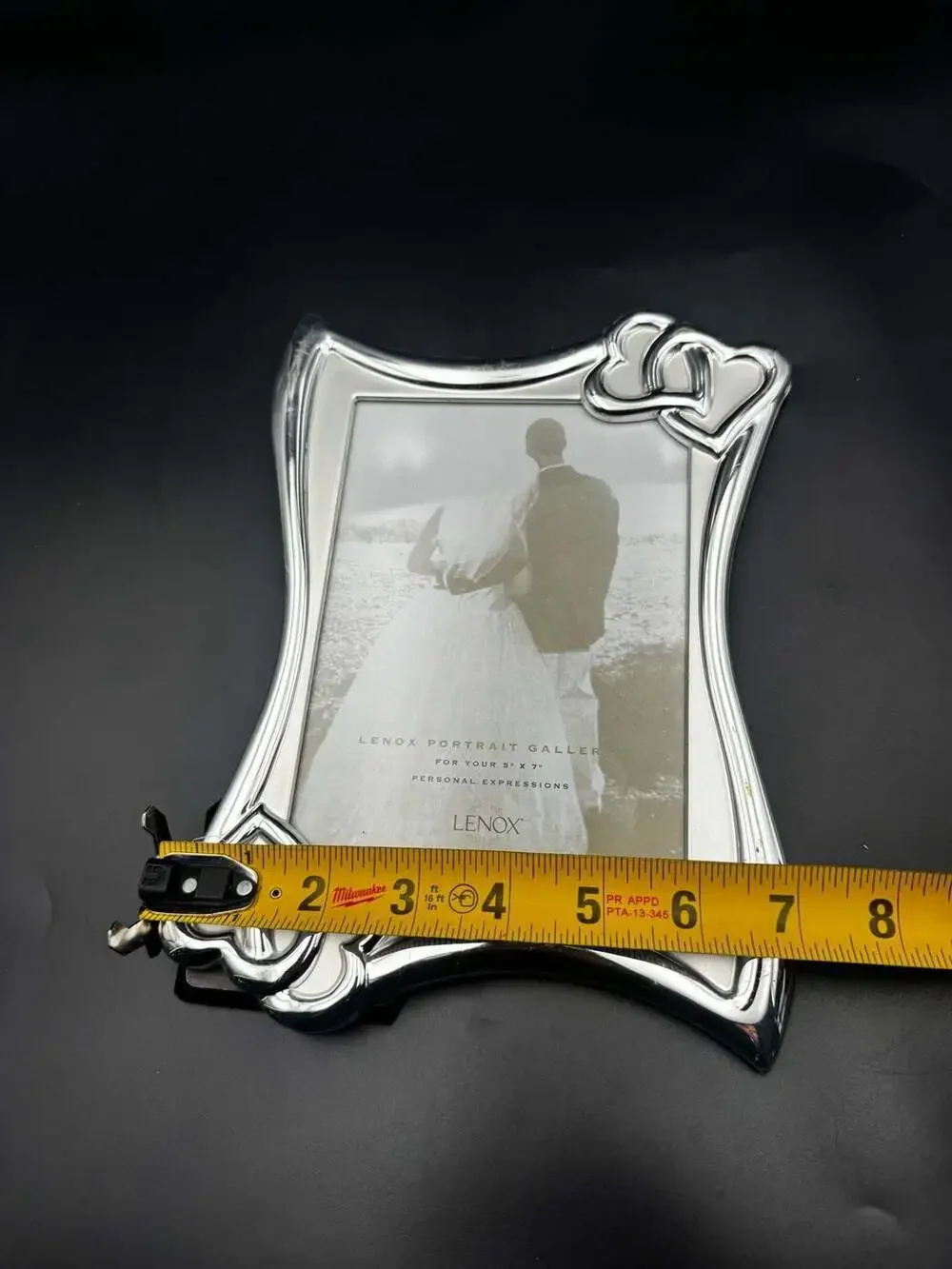 Lenox Portrait Gallery Silver Plated Double Heart 5x7 Picture Frame